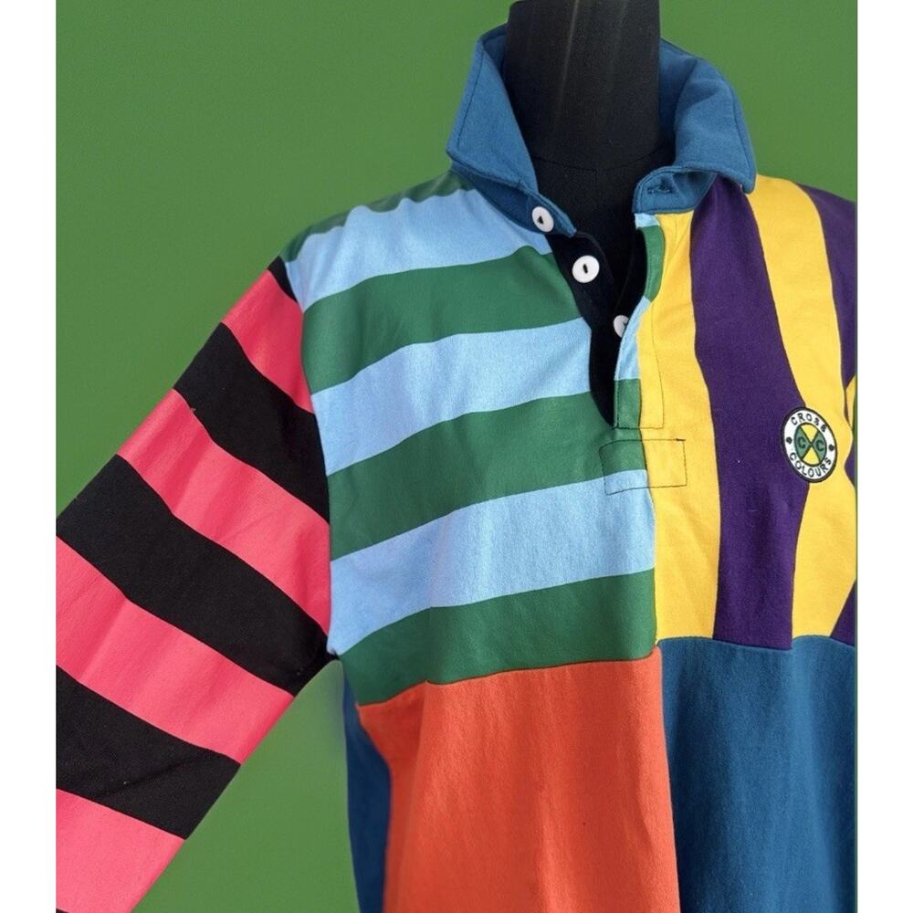 Vintage 90s Cross Colours Colorblock Rugby | Streetwear | Hip Hop | Worn Once